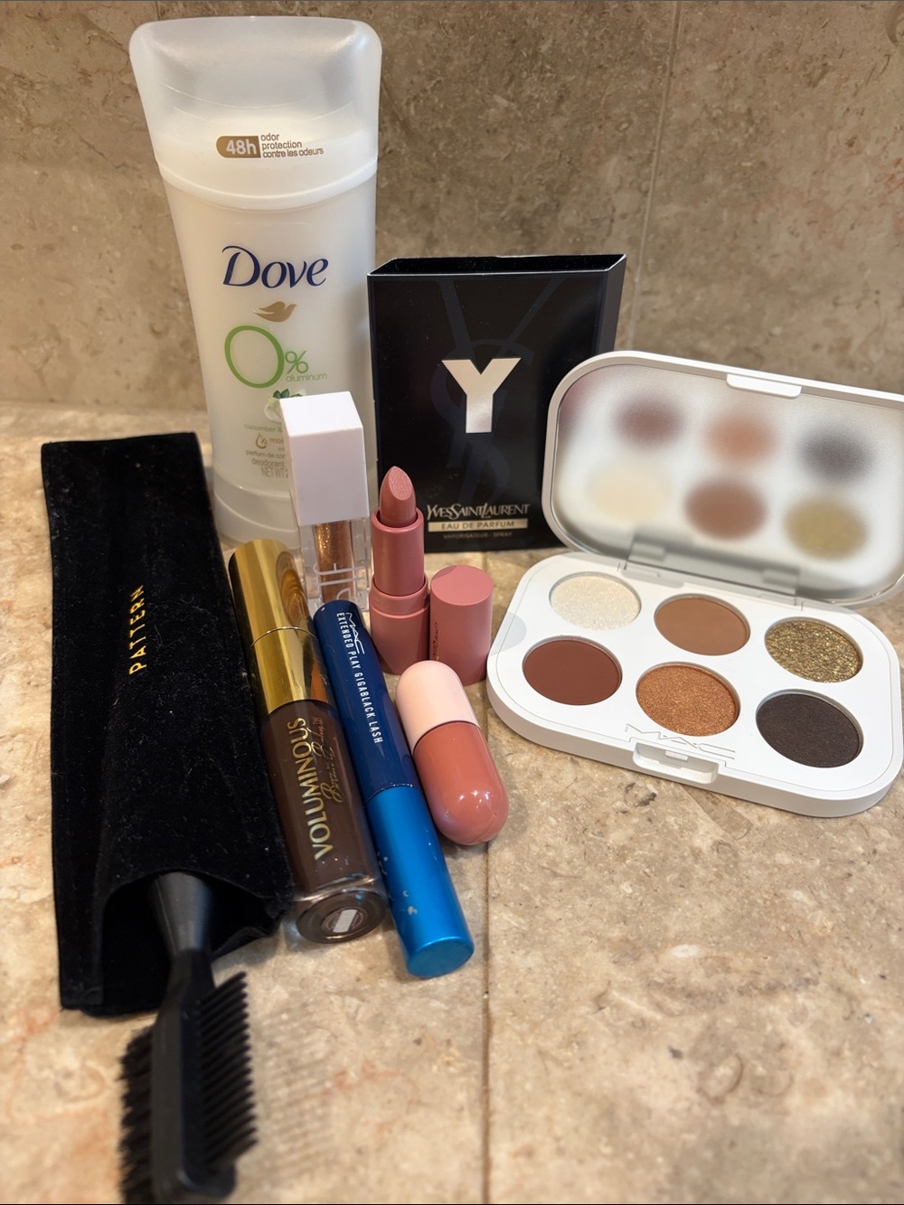 Yves Saint Laurent Neutral & MAC Pink Eyeshadow Palette with Pink Nude Lipstick